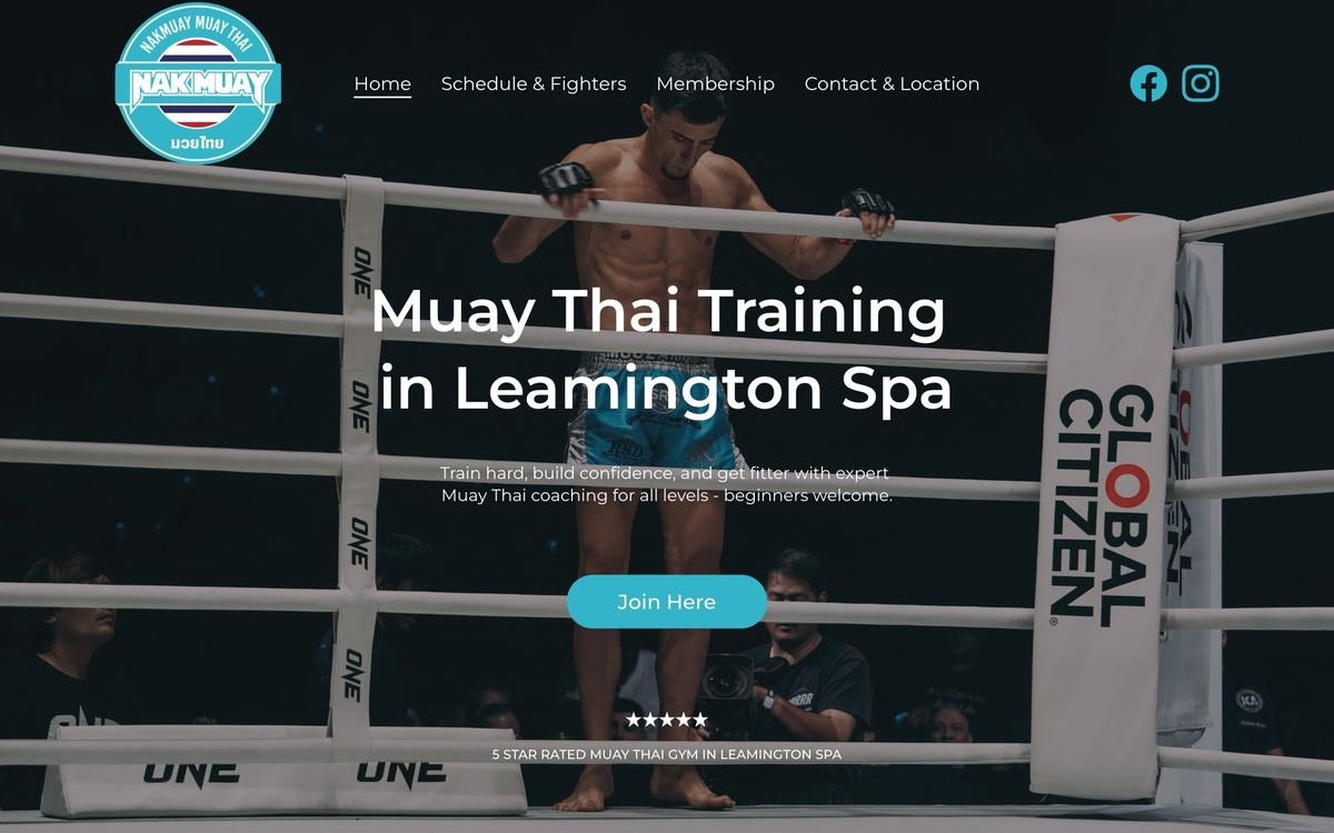 NakMuay Gym Muay Thai training facility website design